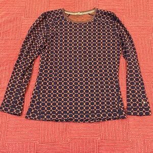 Smartwool merino Women's Navy and orange Geometric Long Sleeve Top